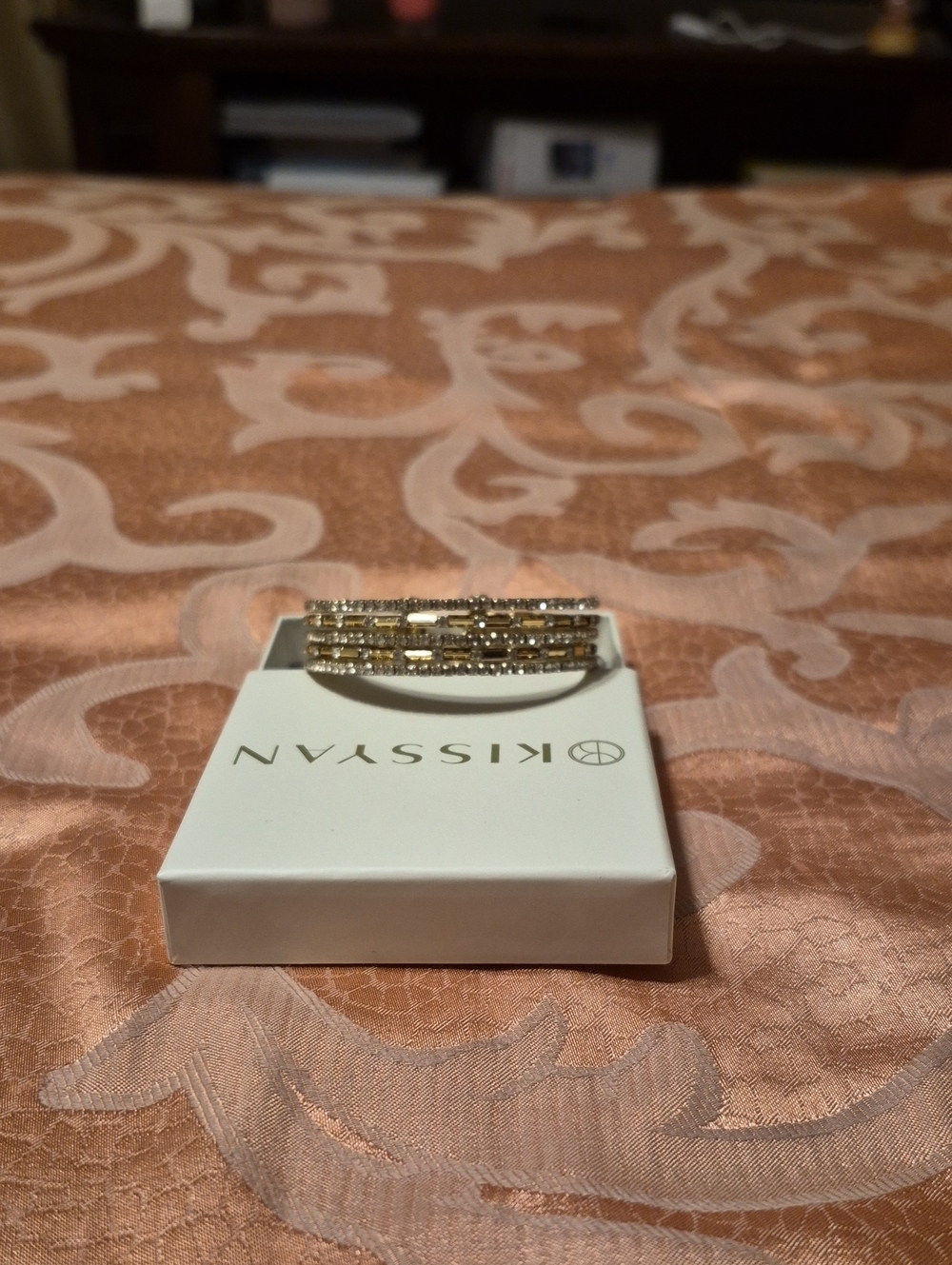Kiss Gold-Tone Multi-Row Crystal Stackable Ring